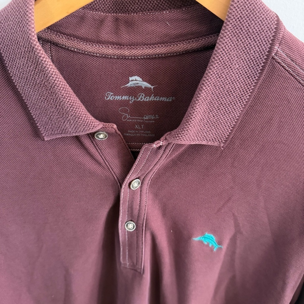 🍷 Tommy Bahama Men’s Burgundy Polo Shirt – XL Tall - Picture 3 of 8